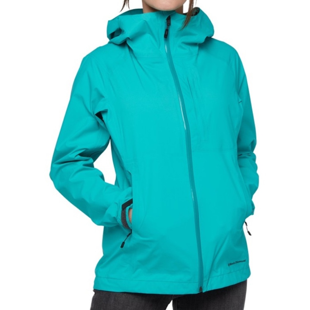 Black Diamond Highline Stretch Shell breathable rain jacket in turquoise